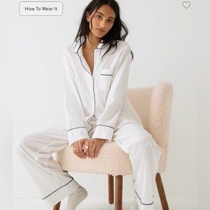 J. Crew “End-on-end cotton long-sleeve pajama set”, white